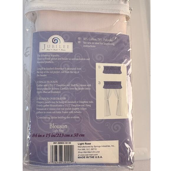 JUBILEE BLOUSON LIGHT ROSE WINDOW VALANCE 85"X15" *NEVER USED* - Picture 3 of 3